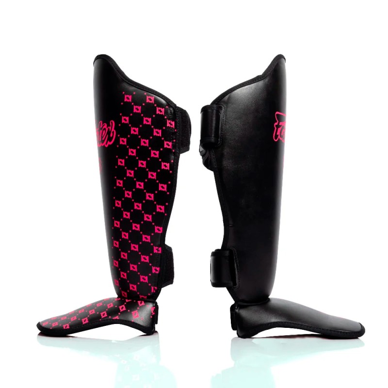 Fairtex SP5 Muay Thai Boxing Shin Guards "Competition" Neon Noir Black-Pink