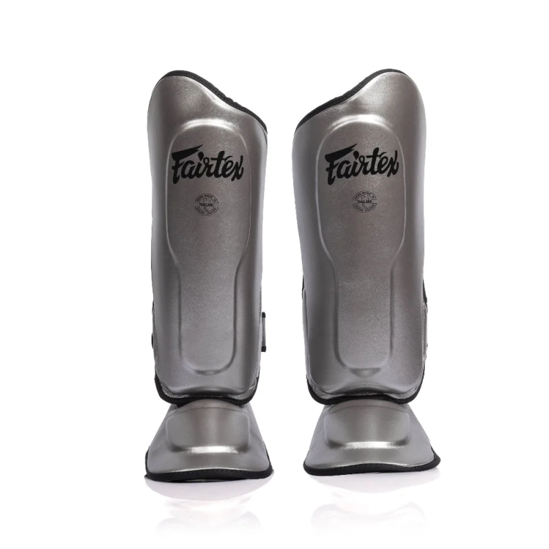 Fairtex SP9 "Ultra Ergo" Muay Thai Boxing Shin Guards Steel Metallic 