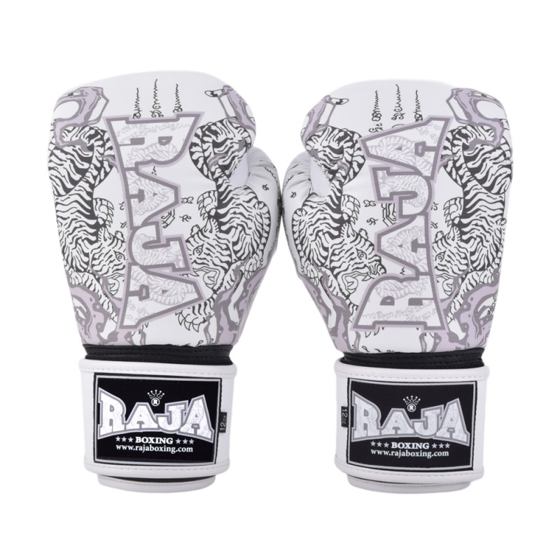 Raja Boxing Muay Thai Gloves "Yant" White