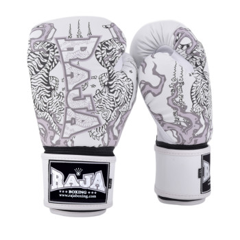 Raja Boxing Muay Thai Gloves "Yant" White