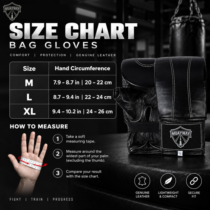 Muayway Bag Gloves Elastic Cuff Muay Thai Boxing White