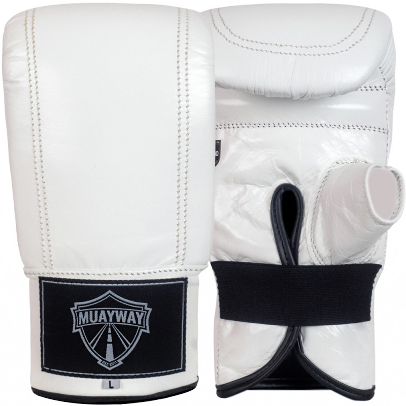 Muayway Bag Gloves Elastic Cuff Muay Thai Boxing White