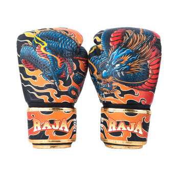 Raja Boxing Muay Thai Gloves "Dragon" Blue Gold