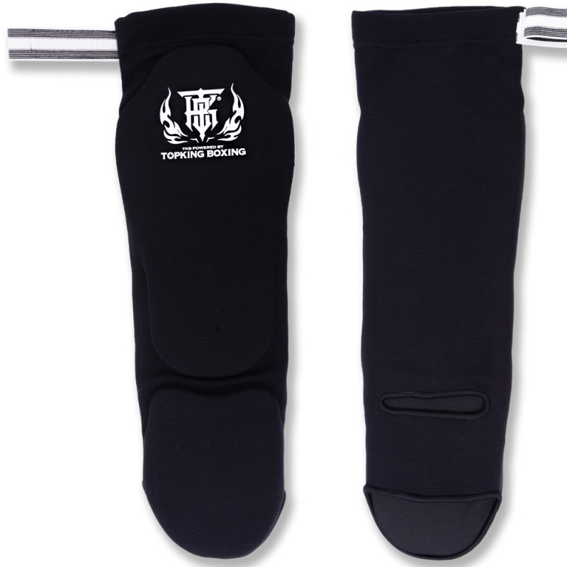 TopKing Lightweight Elastic Shin Guards Black Muay Thai Boxing Free Shipping 
