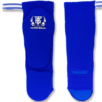 TopKing Lightweight Elastic Shin Guards Blue Muay Thai Boxing Free Shipping 