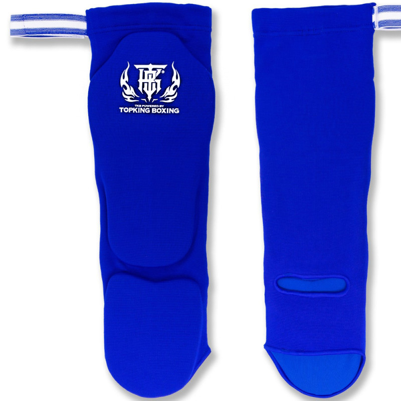 TopKing Lightweight Elastic Shin Guards Blue Muay Thai Boxing Free Shipping 