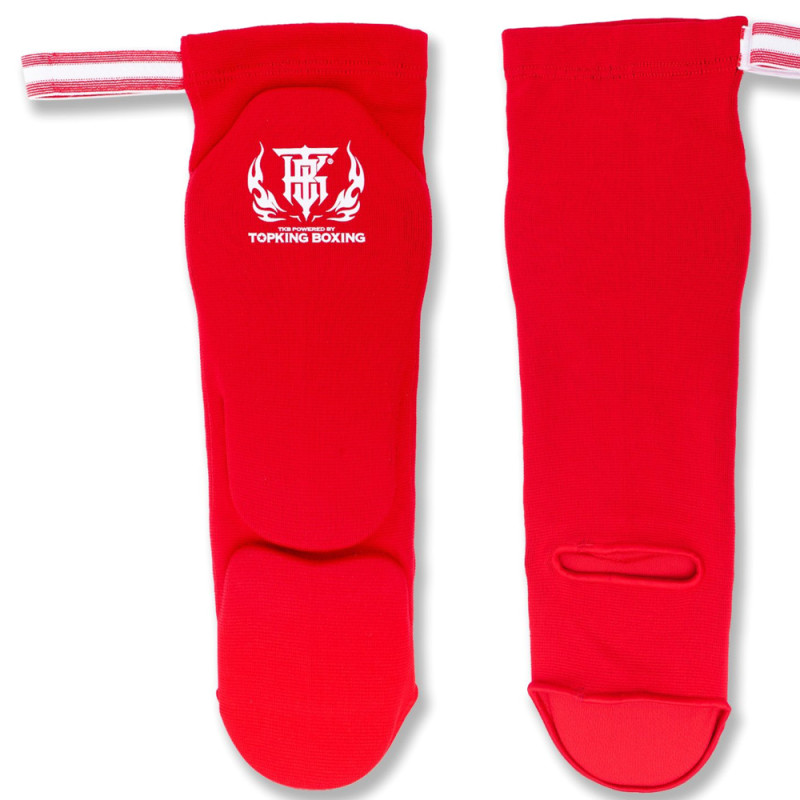 TopKing Lightweight Elastic Shin Guards Red Muay Thai Boxing Free Shipping 