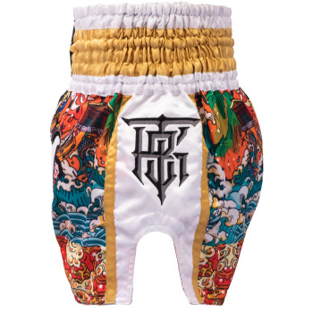 TKB TopKing TKTBS-277 "Chinese Culture" White Muay Thai Boxing Shorts Free Shipping