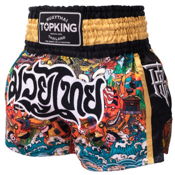 TKB TopKing TKTBS-277 "Chinese Culture" Black Muay Thai Boxing Shorts Free Shipping