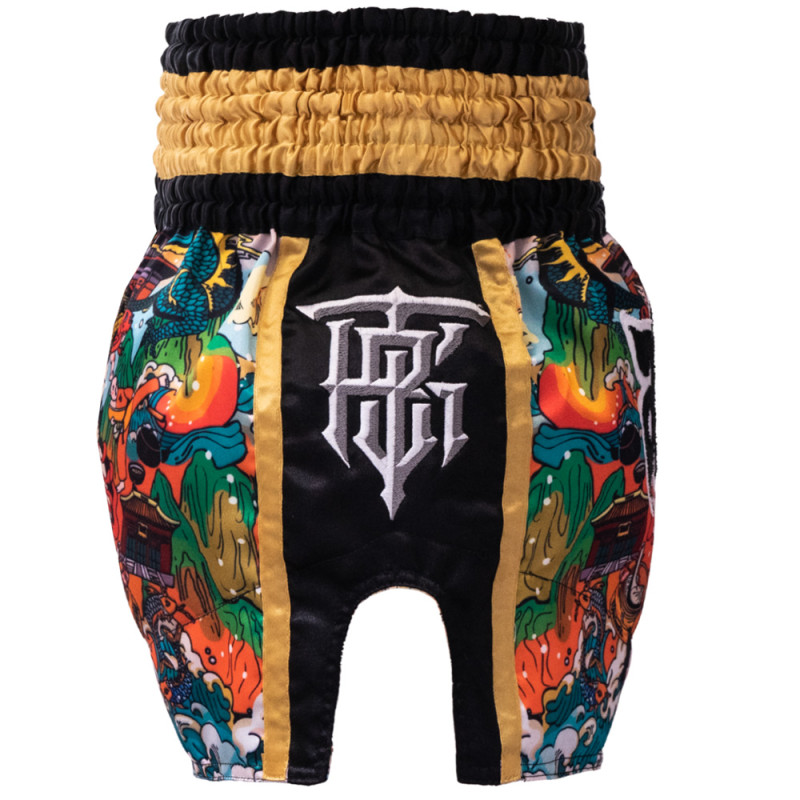 TKB TopKing TKTBS-277 "Chinese Culture" Black Muay Thai Boxing Shorts Free Shipping