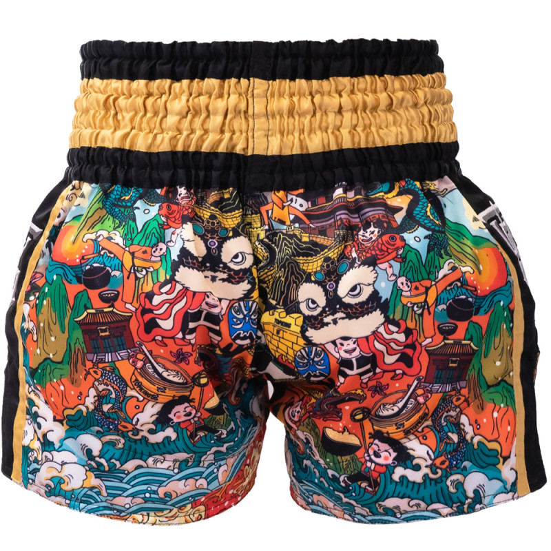 TKB TopKing TKTBS-277 "Chinese Culture" Black Muay Thai Boxing Shorts Free Shipping