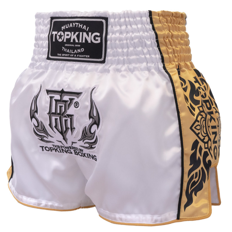 TKB TopKing TKTBS-276 White Muay Thai Boxing Shorts Free Shipping