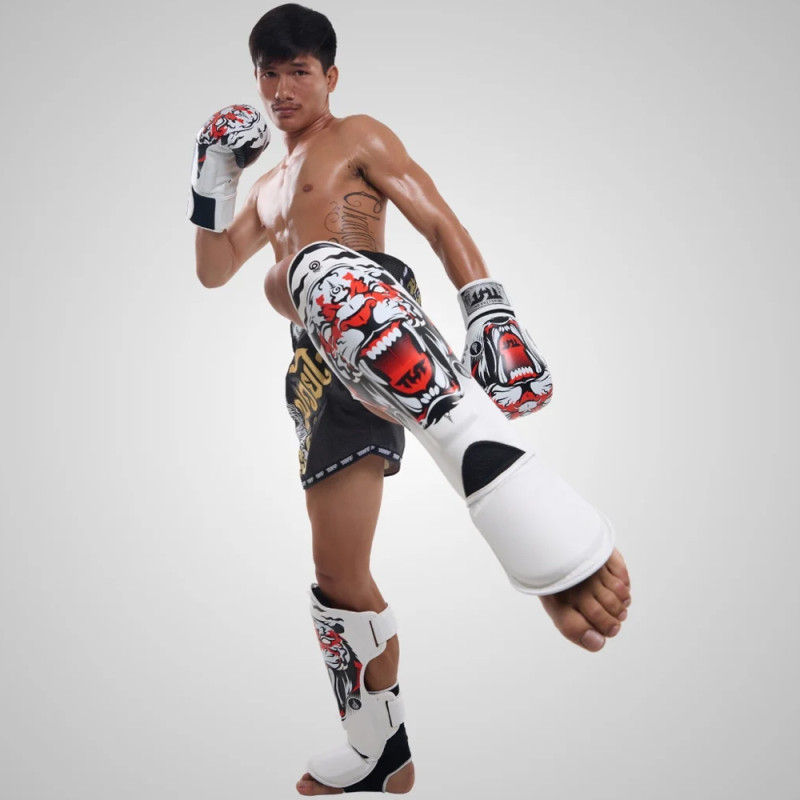 TUFF «Tiger» Shin Guard Muay Thai Boxing White