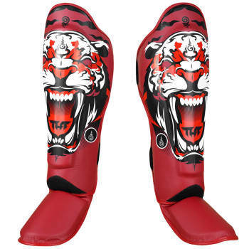 TUFF «Tiger» Shin Guard Muay Thai Boxing Red