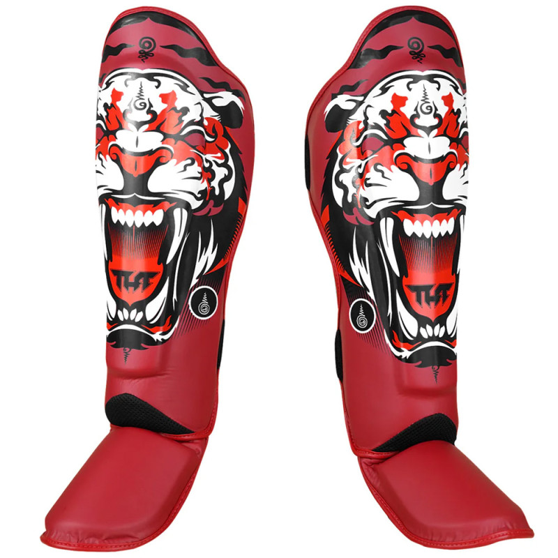 TUFF «Tiger» Shin Guard Muay Thai Boxing Red