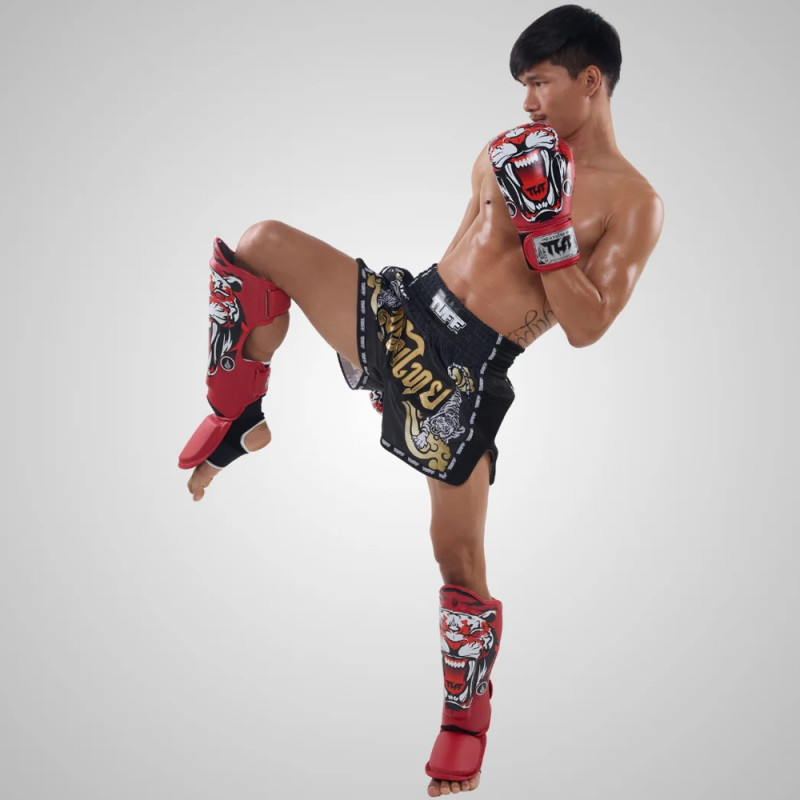 TUFF «Tiger» Shin Guard Muay Thai Boxing Red