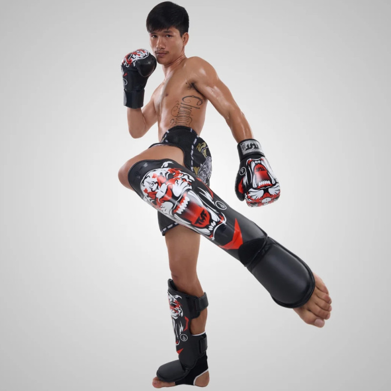 TUFF «Tiger» Shin Guard Muay Thai Boxing Black