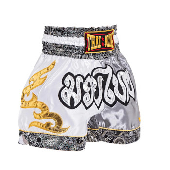 Thaiboxing Muay Thai Shorts White-Gray Free Shipping