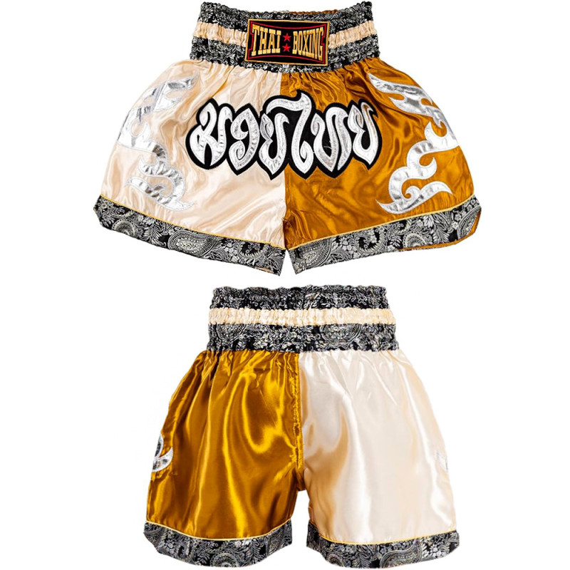 Thaiboxing Muay Thai Shorts Cream-Gold Free Shipping