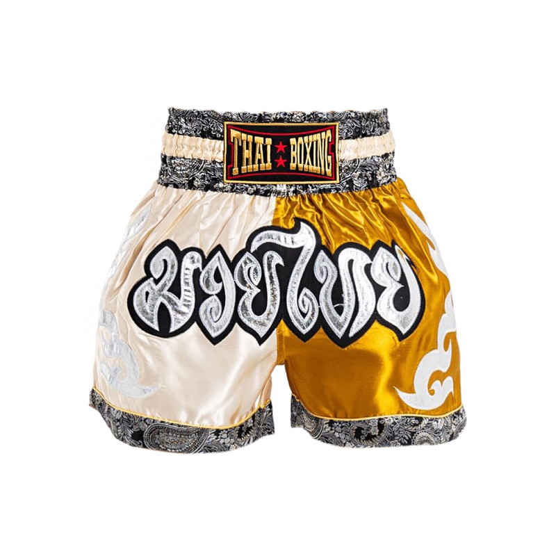 Thaiboxing Muay Thai Shorts Cream-Gold Free Shipping