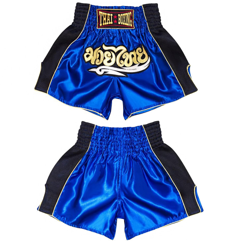 Thaiboxing Muay Thai Shorts «Retro» Blue Free Shipping
