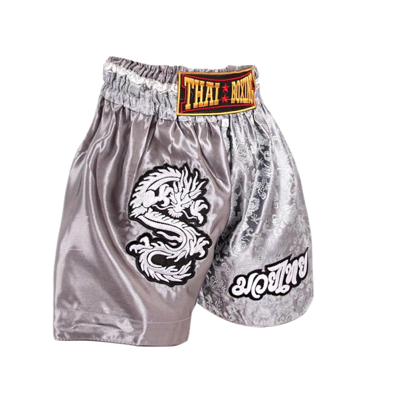 Thaiboxing Muay Thai Shorts «Dragon» Gray Free Shipping