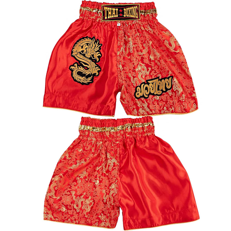 Thaiboxing Muay Thai Shorts «Dragon» Red Free Shipping