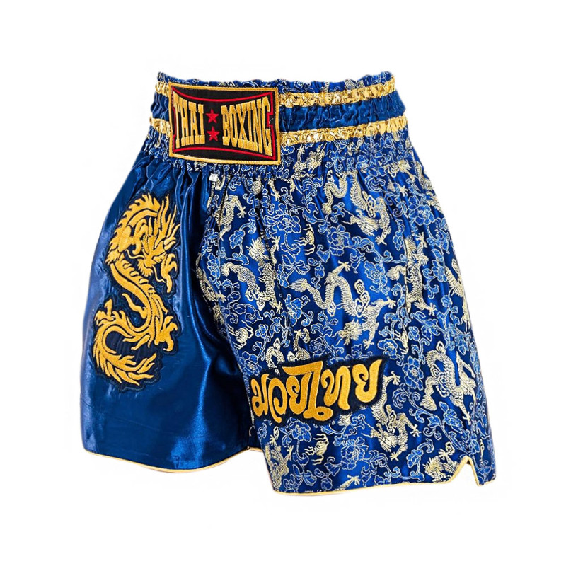Thaiboxing Muay Thai Shorts «Dragon» Blue Free Shipping
