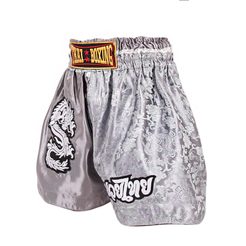 Thaiboxing Muay Thai Shorts «Dragon» Gray Free Shipping