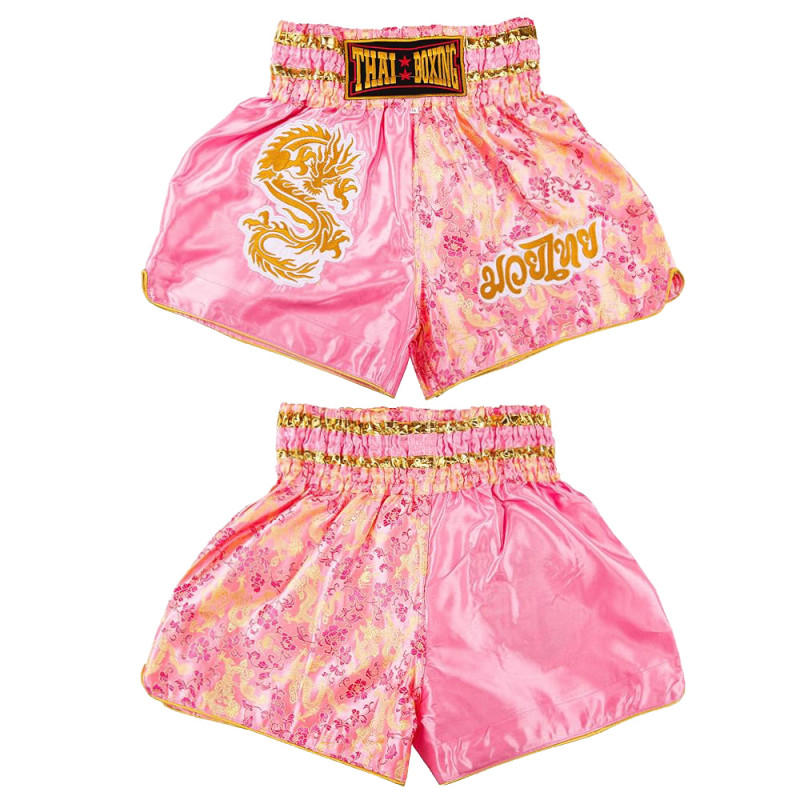 Thaiboxing Muay Thai Shorts «Dragon» Pink Free Shipping