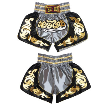 Thaiboxing Muay Thai Shorts Gray-Black Free Shipping