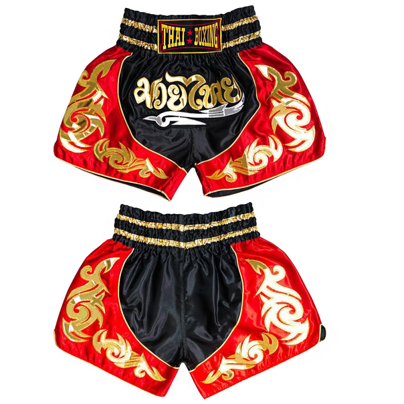 Thaiboxing Muay Thai Shorts Black-Red Free Shipping