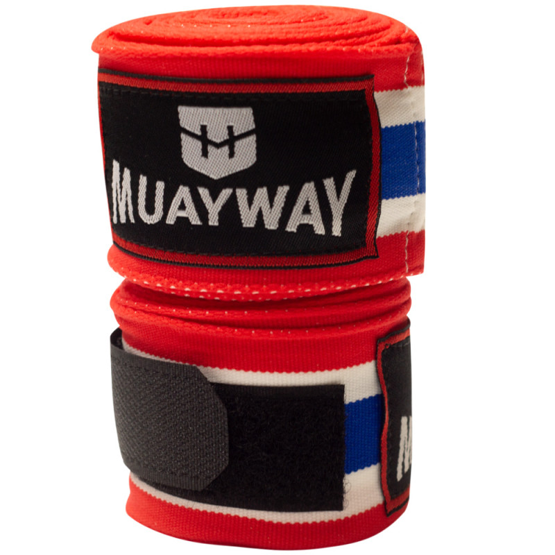 Muayway Hand Wraps Muay Thai Boxing Thai Flag + Branded Keychain