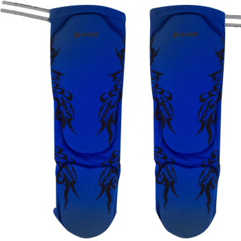 Muayway Shin Guards Elastic Cotton Competition Shin Pads Blue Grafic Free Size Free Shipping + Branded Keychain