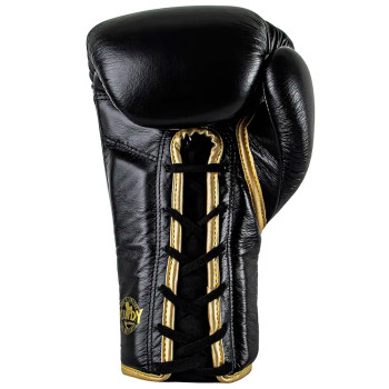 Windy Lace Up Boxing Gloves Black-Gold
