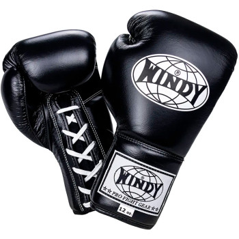 Windy Lace Up Boxing Gloves  Black