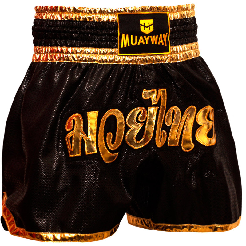 Muayway "Black Gold Heritage" Muay Thai Boxing Shorts + Branded Boxing Glove Keychain Free Shipping