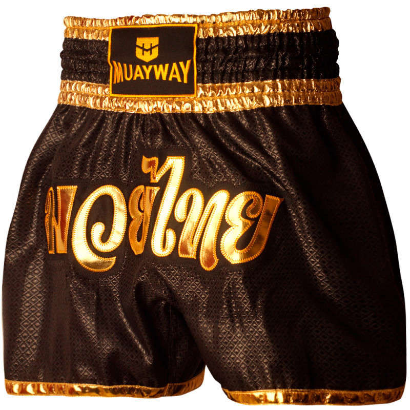 Muayway "Black Gold Heritage" Muay Thai Boxing Shorts + Branded Boxing Glove Keychain Free Shipping
