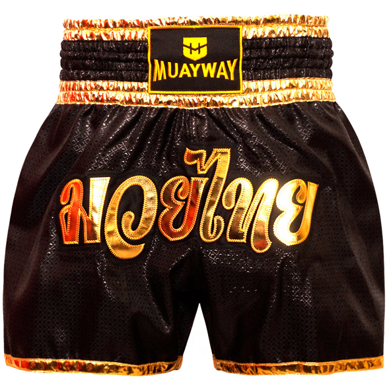 Muayway "Black Gold Heritage" Muay Thai Boxing Shorts + Branded Boxing Glove Keychain Free Shipping