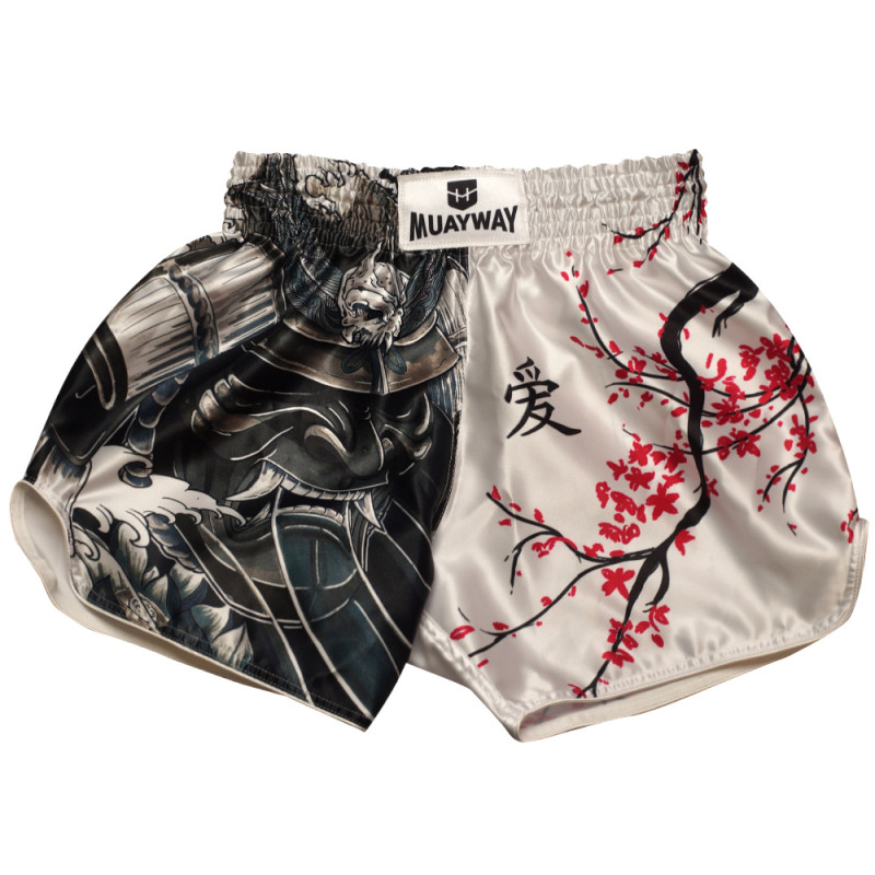 Muayway "Sakura For Samurai" Muay Thai Boxing Shorts + Branded Boxing Glove Keychain Free Shipping