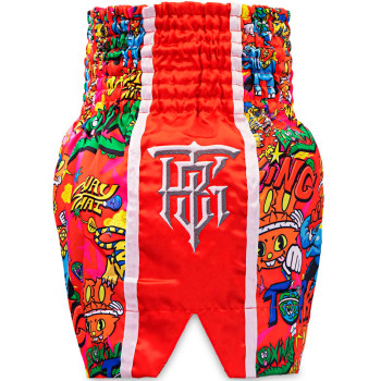 TKB TopKing х Puck Muay Thai Boxing Shorts Multi-Red Free Shipping