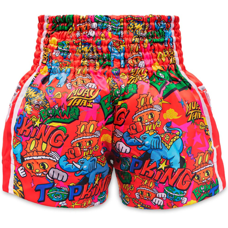 TKB TopKing х Puck Muay Thai Boxing Shorts Multi-Red Free Shipping