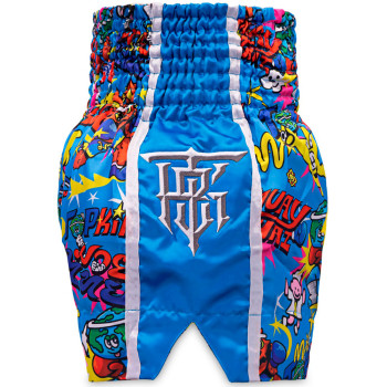 TKB TopKing х Puck Muay Thai Boxing Shorts Multi-Blue Free Shipping
