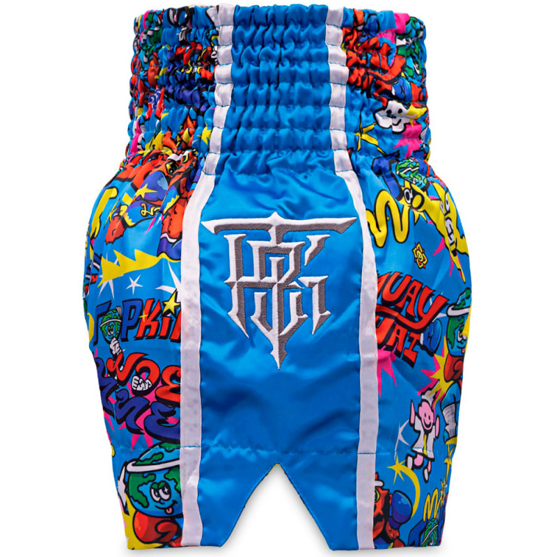 TKB TopKing х Puck Muay Thai Boxing Shorts Multi-Blue Free Shipping