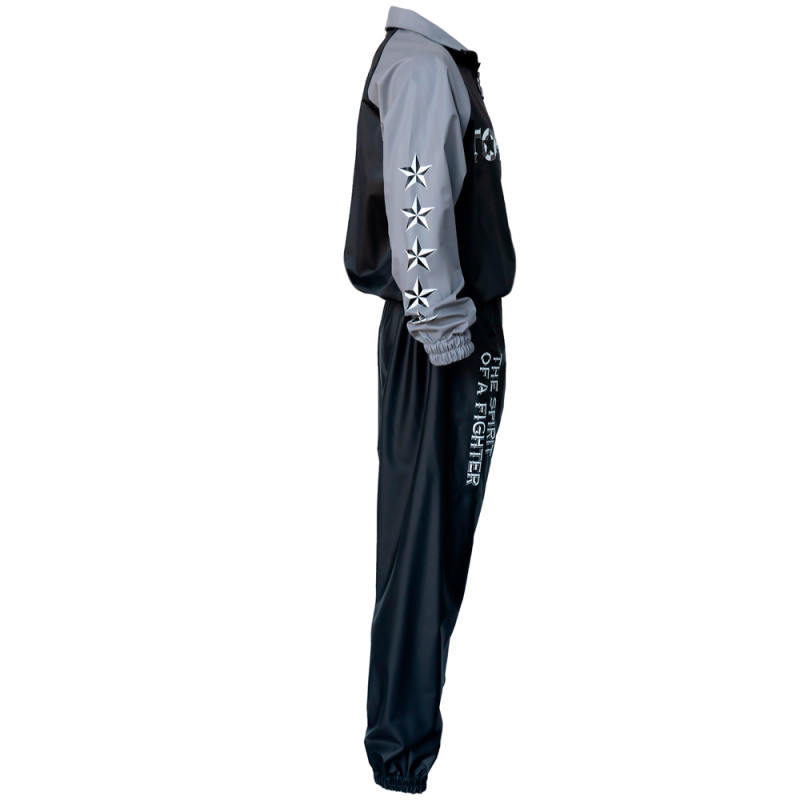 TKB TopKing Sweat Suit Sauna Sweatsuit Vinyl Muay Thai Boxing Black-Gray