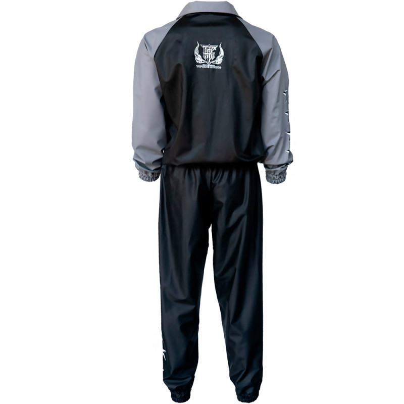 TKB TopKing Sweat Suit Sauna Sweatsuit Vinyl Muay Thai Boxing Black-Gray