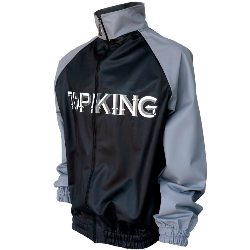 TKB TopKing Sweat Suit Sauna Sweatsuit Vinyl Muay Thai Boxing Black-Gray