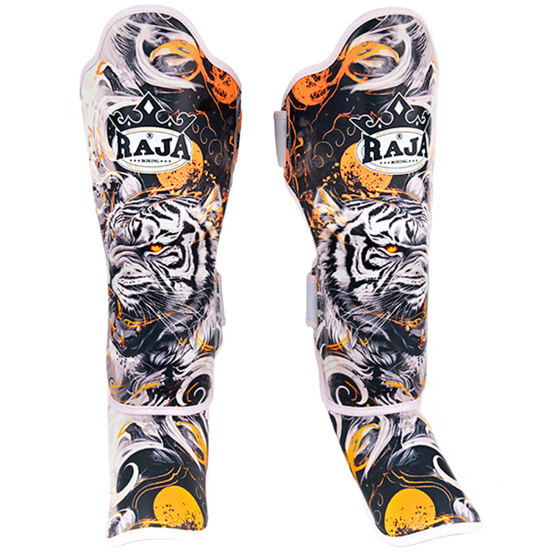 Raja Boxing "White Tiger" Muay Thai Shin Guards