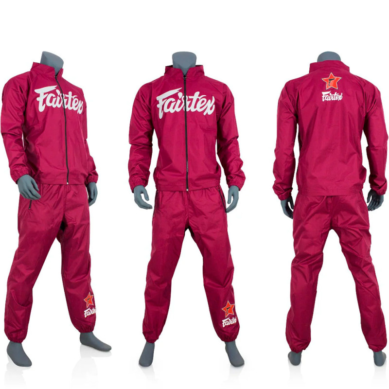 Fairtex VS2 Sweat Suit Sauna Sweatsuit Vinyl Muay Thai Boxing Maroon