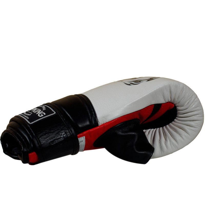 TKB TopKing "Air" Bag Gloves Muay Thai Boxing Mitts Open Thumb White-Black-Red